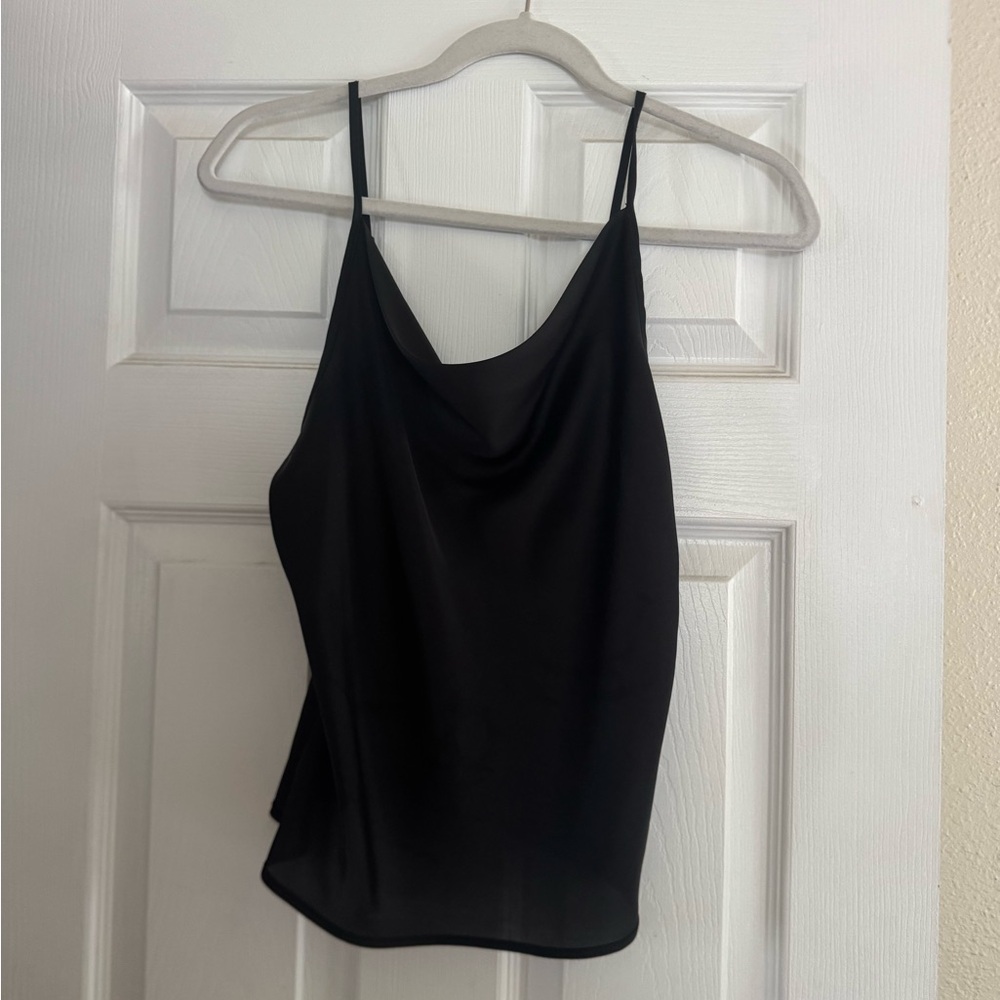 Anthropologie Black Silk Cowl Neck Tank Top